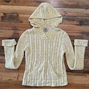 Fossil Vintage Hooded Cable Knit Sweater Wool Blend Size M